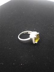 S925 Cushion-Cut Peridot Halo Ring, Sz: 7, 6.9 G, Markings: KL 925